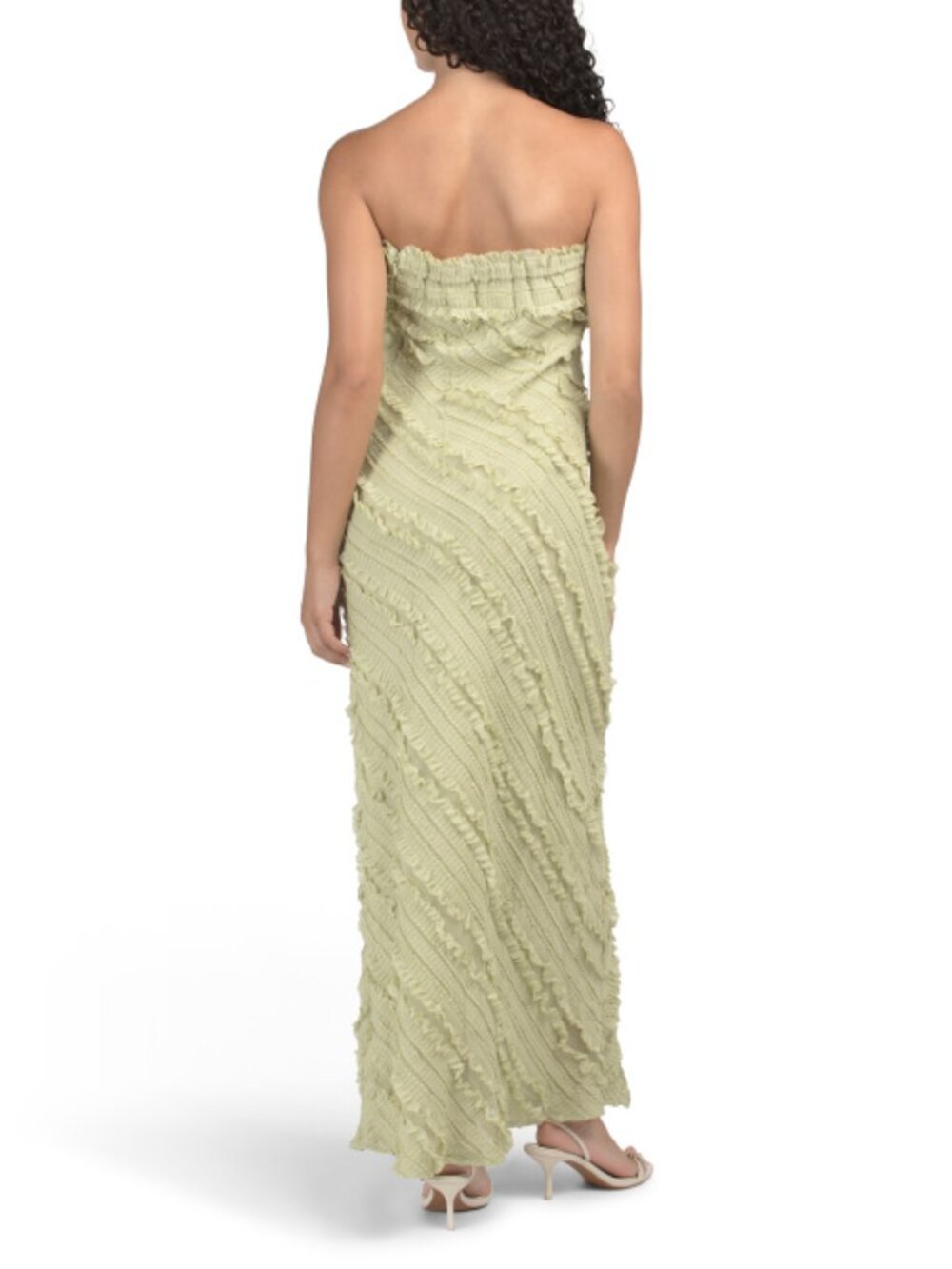 ENDLESS ROSE Strapless Ruffled Maxi Dress Pistachio - Picture 2 of 4